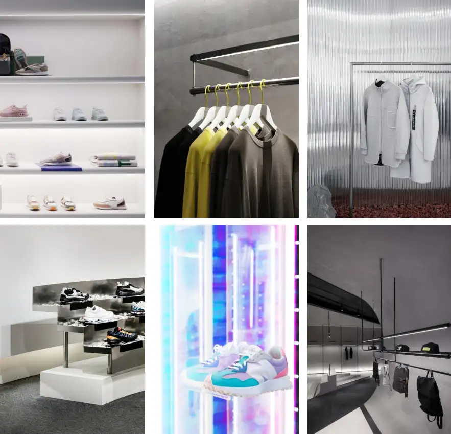 Exhibición de productos y visual merchandising en tienda Dream Town, interiorismo comercial Madrid, tendencias en diseño de interiores para retail y branding interiorismo